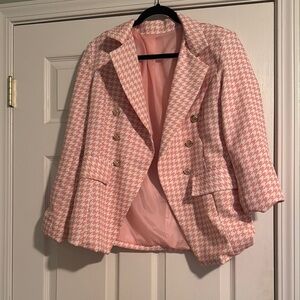 Pink houndstooth blazer